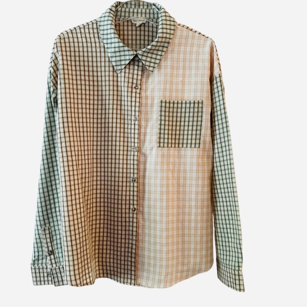 Hem & Thread Plaid Patchwork, Neutral Colour Bloc… - image 2